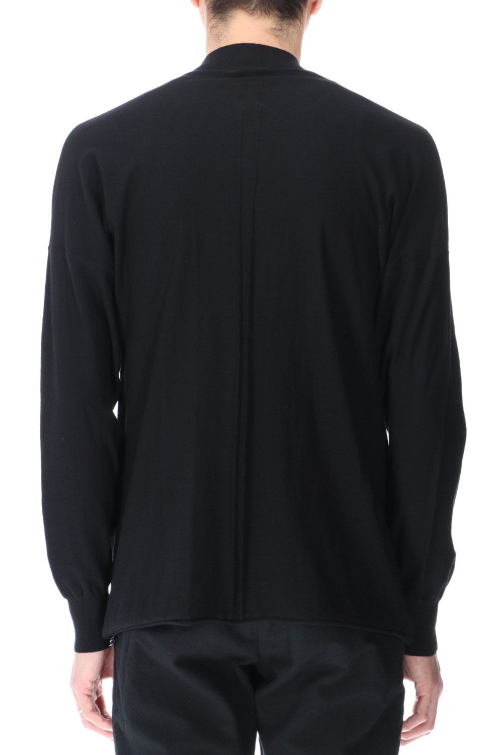 Knit mockneck long sleeve high twist cotton Black
