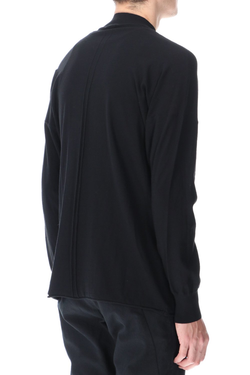 Knit mockneck long sleeve high twist cotton Black
