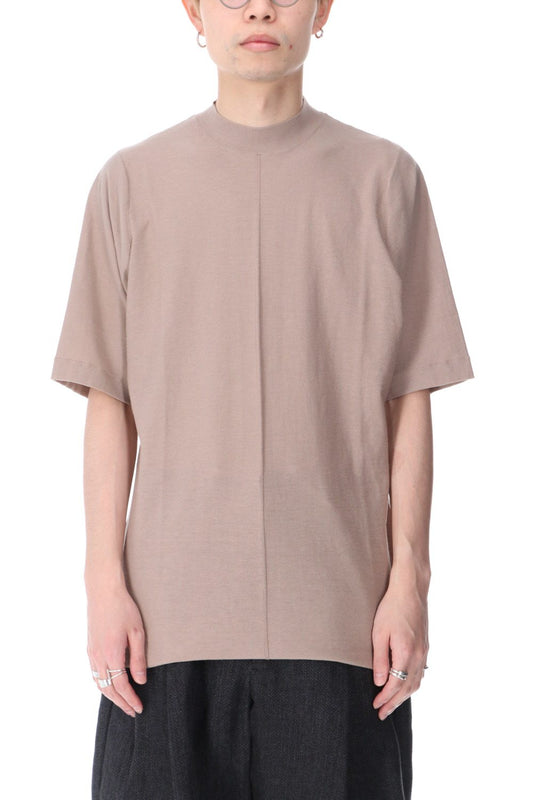 Knit mockneck short sleeve high twist cotton Cream Gray