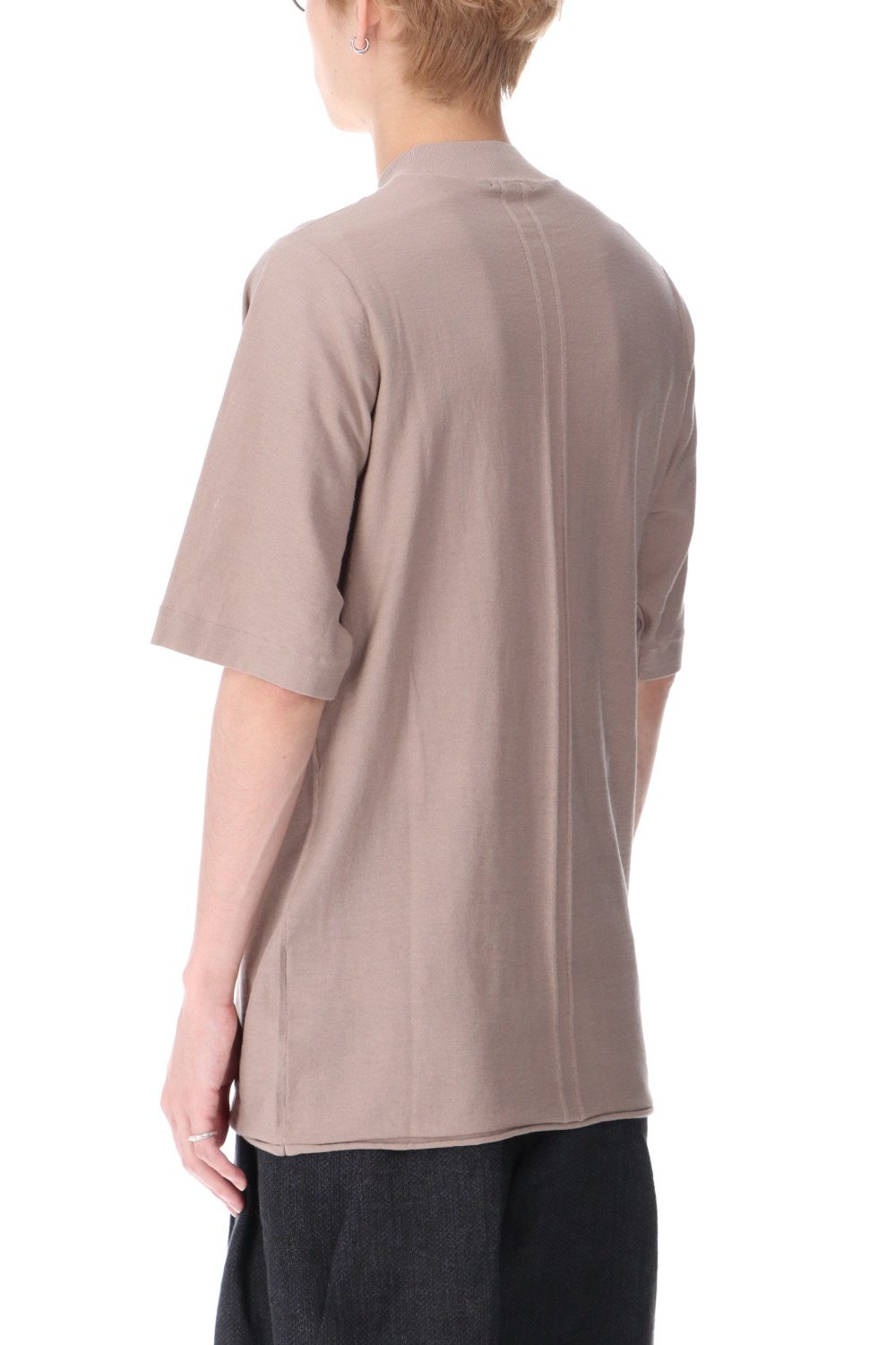 Knit mockneck short sleeve high twist cotton Cream Gray