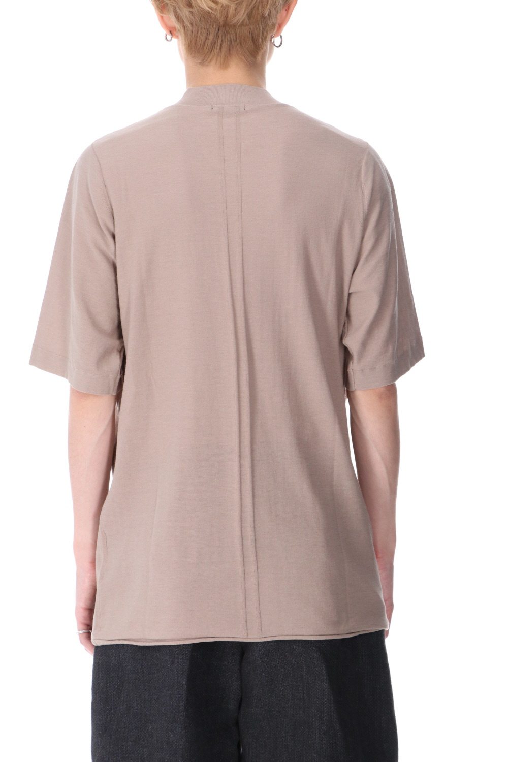 Knit mockneck short sleeve high twist cotton Cream Gray