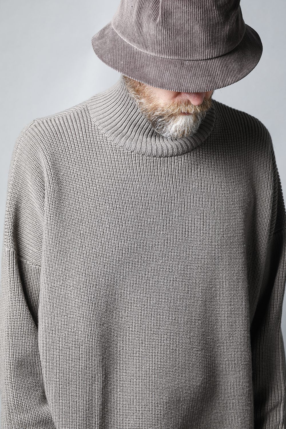 Knit High neck long sleeve Merino wool Beige Gray