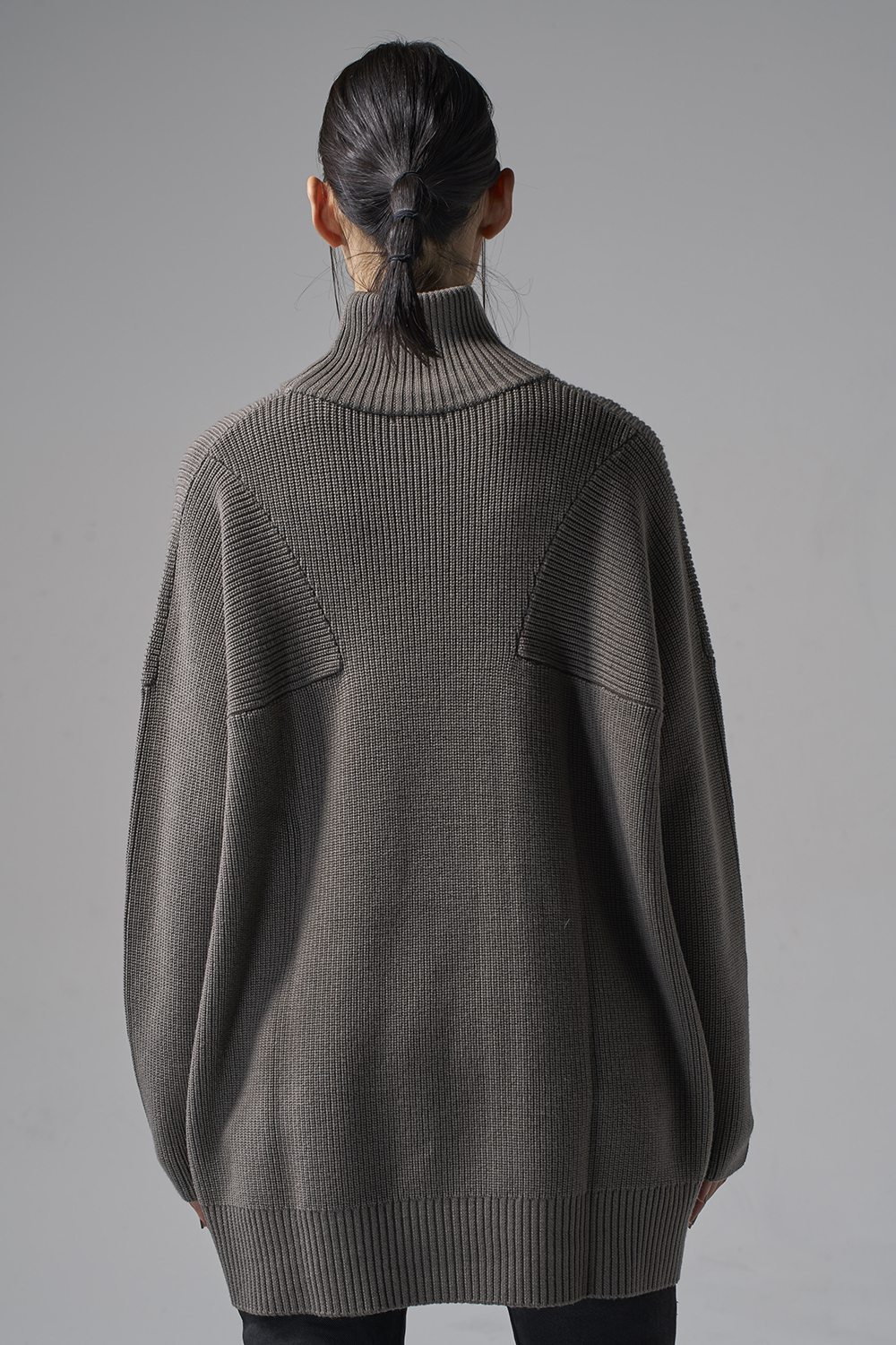 Knit High neck long sleeve Merino wool Beige Gray