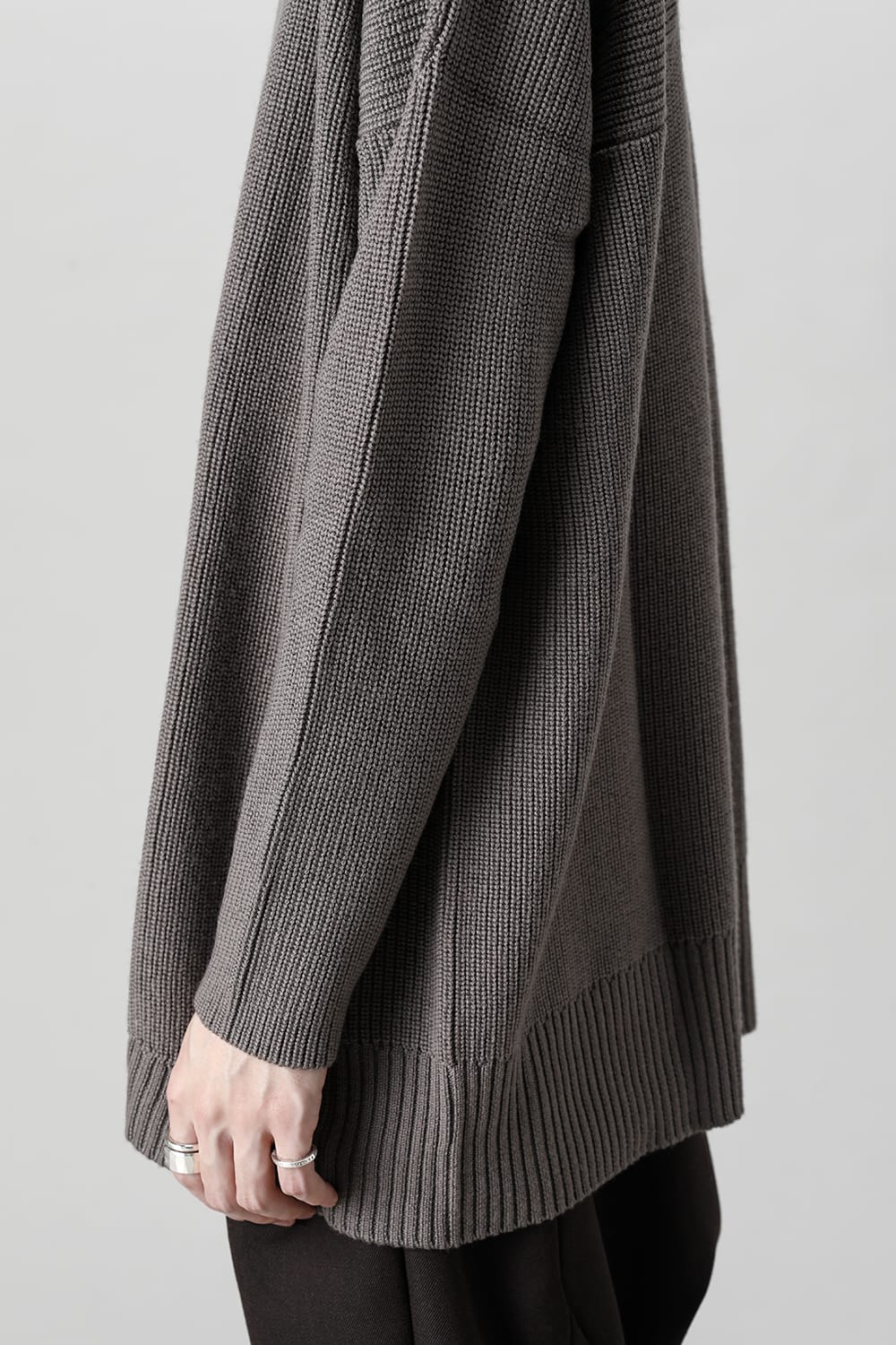 Knit High neck long sleeve Merino wool Beige Gray