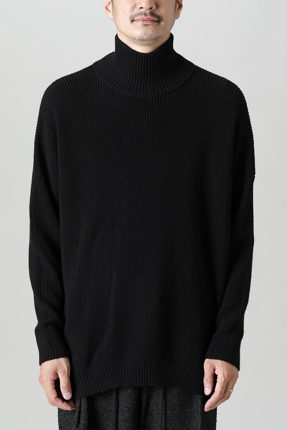 Knit High neck long sleeve Merino wool Black