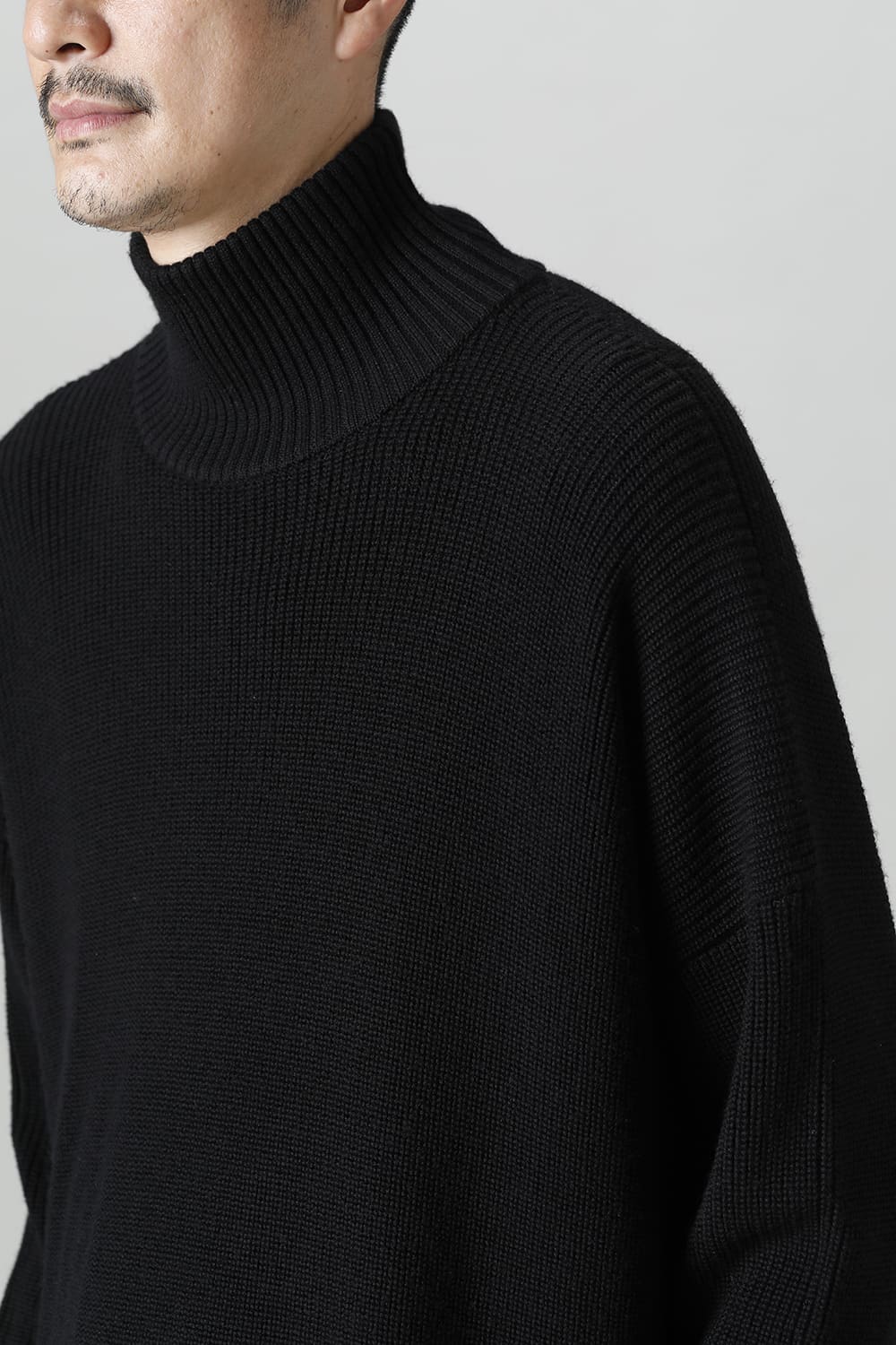 Knit High neck long sleeve Merino wool Black