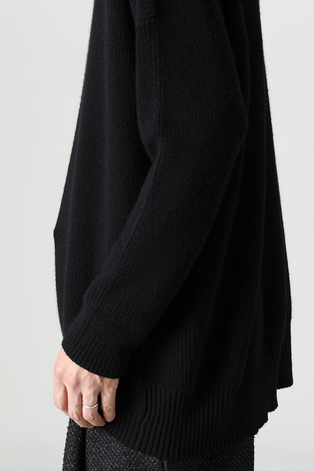 Knit High neck long sleeve Merino wool Black
