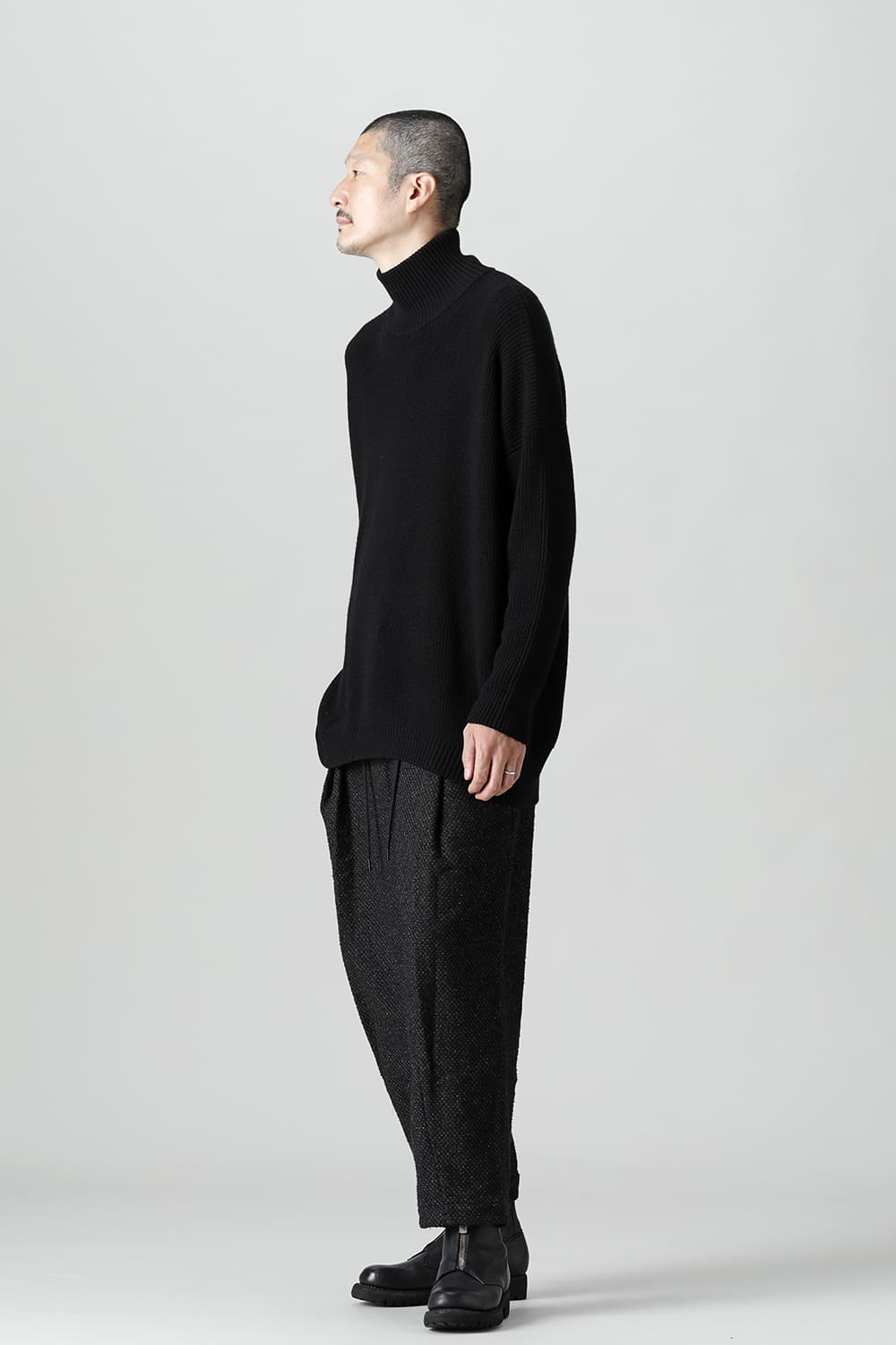 Knit High neck long sleeve Merino wool Black