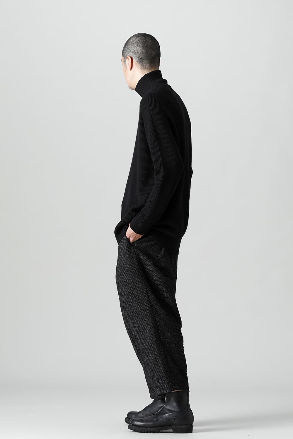 Knit High neck long sleeve Merino wool Black