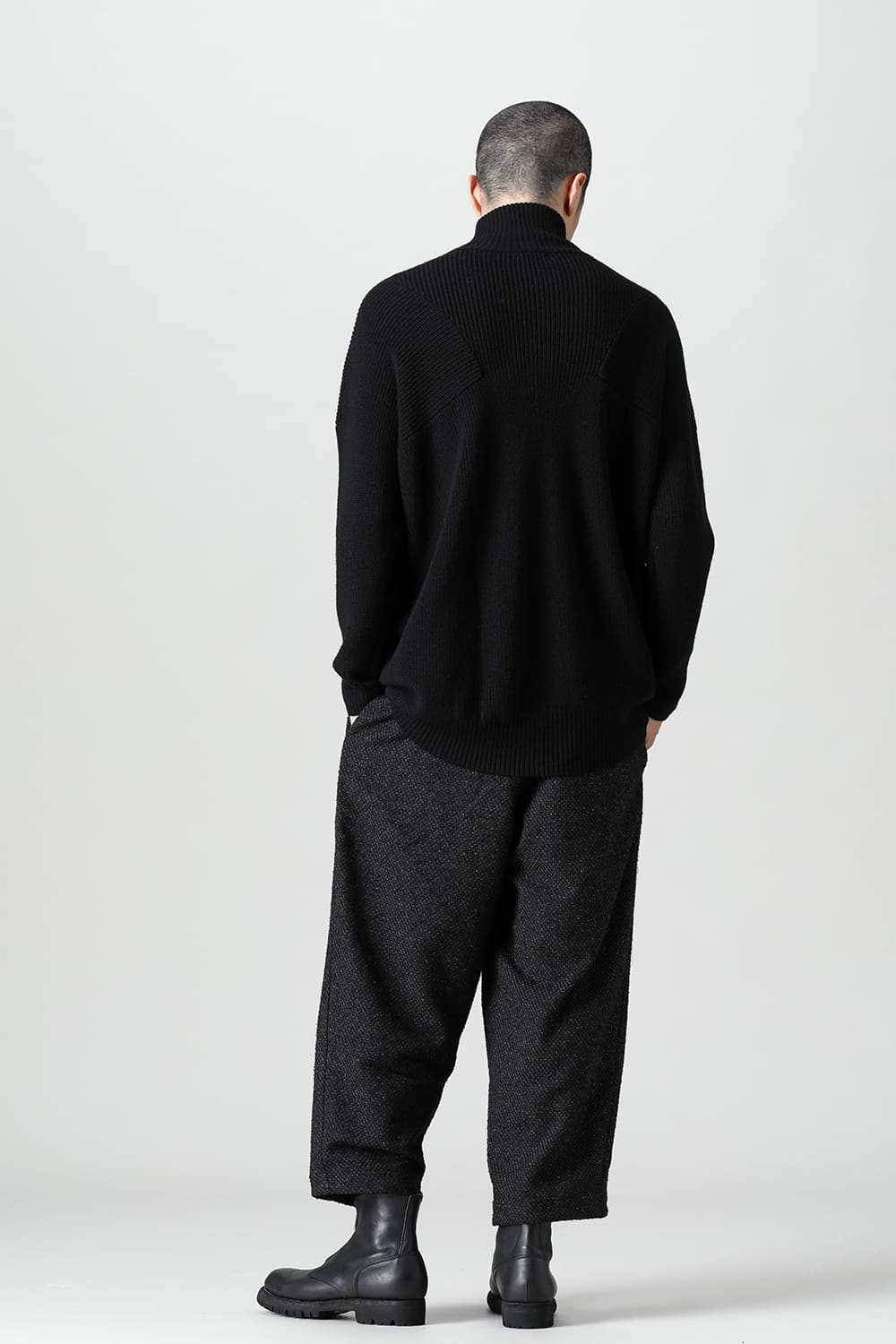 Knit High neck long sleeve Merino wool Black