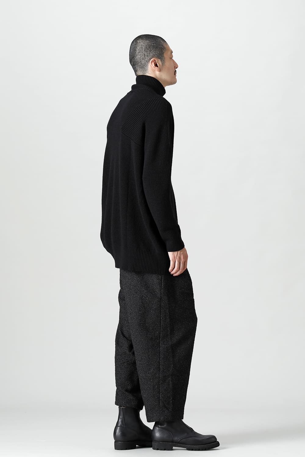 Knit High neck long sleeve Merino wool Black