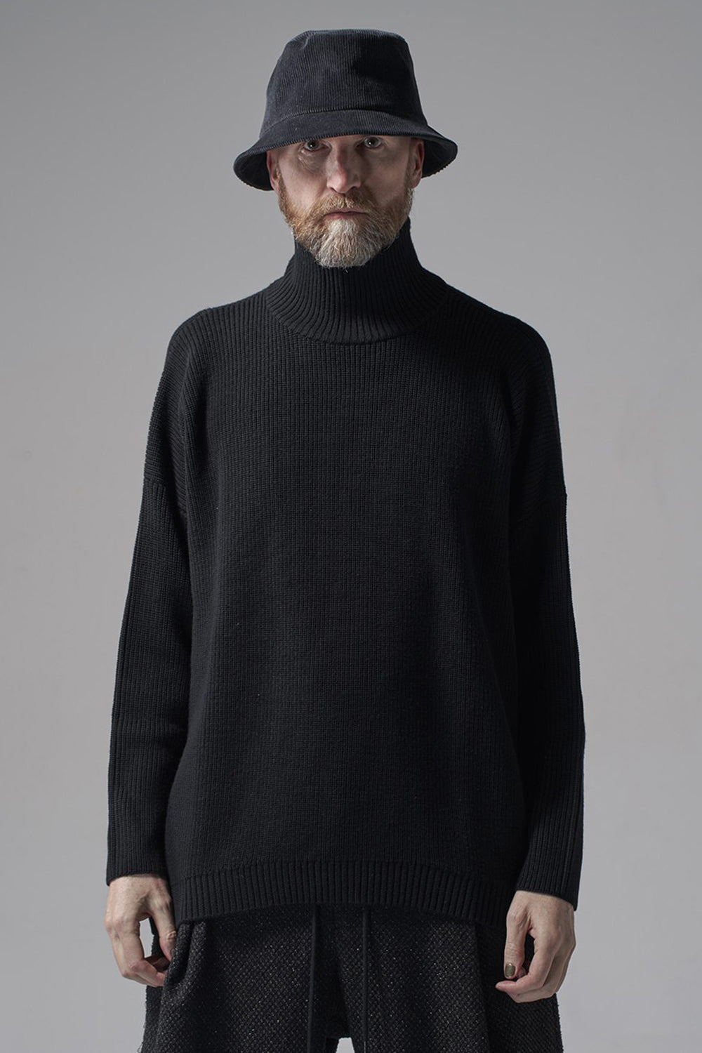 Knit High neck long sleeve Merino wool Black