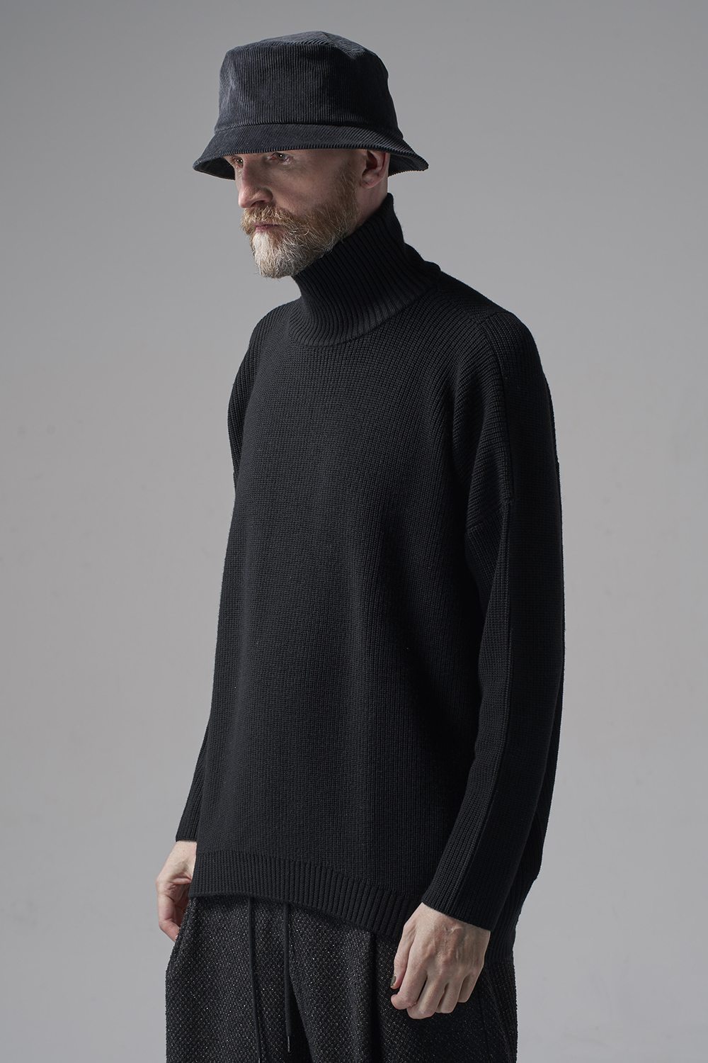 Knit High neck long sleeve Merino wool Black