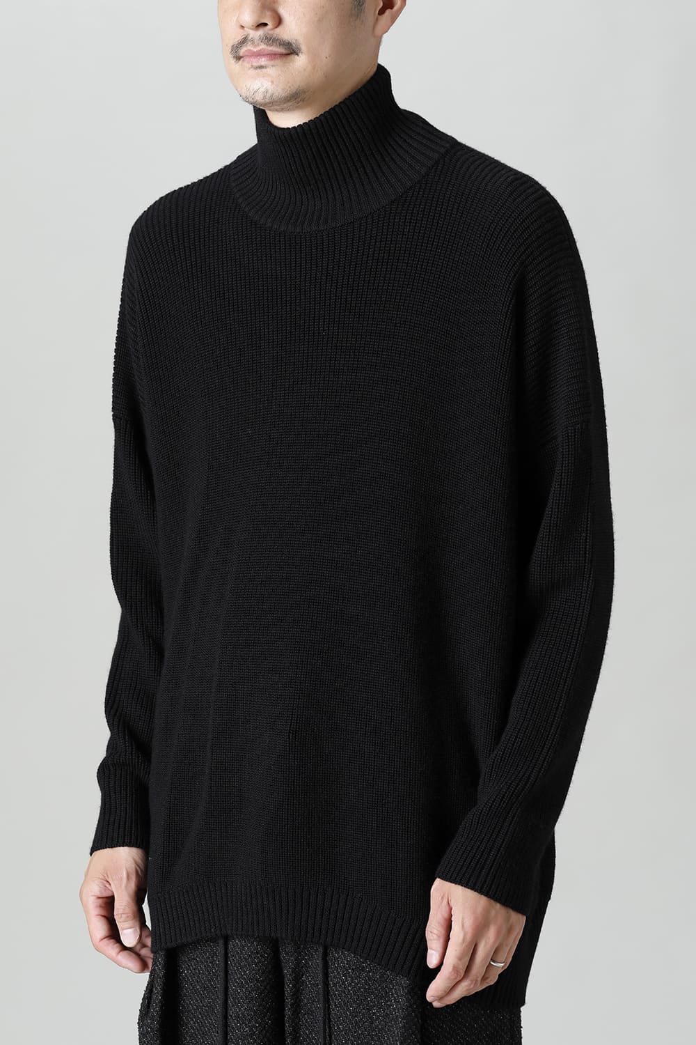 Knit High neck long sleeve Merino wool Black