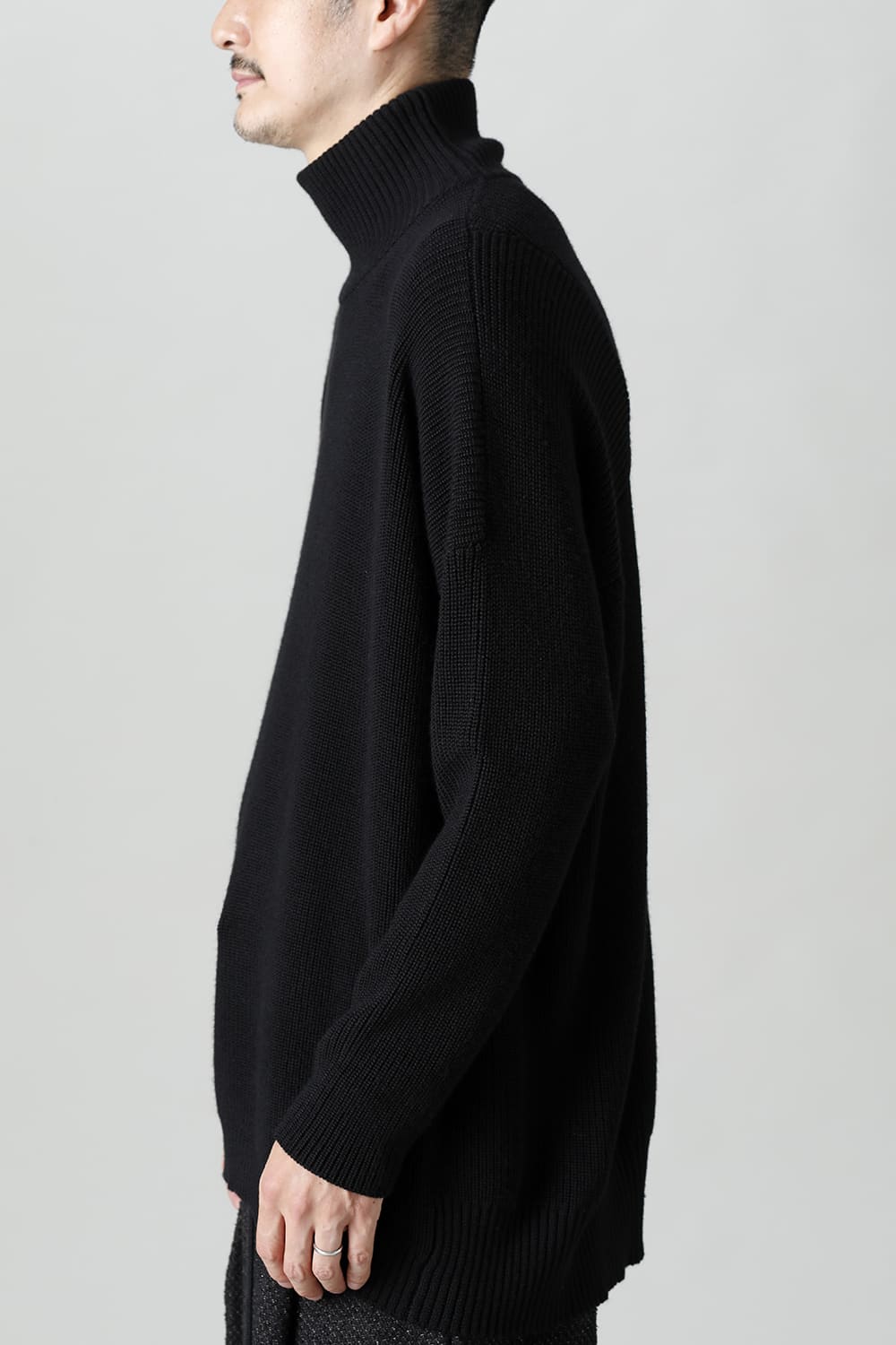Knit High neck long sleeve Merino wool Black
