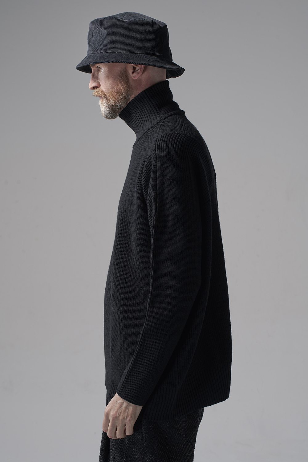 Knit High neck long sleeve Merino wool Black