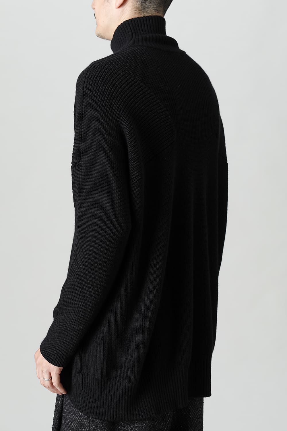 Knit High neck long sleeve Merino wool Black