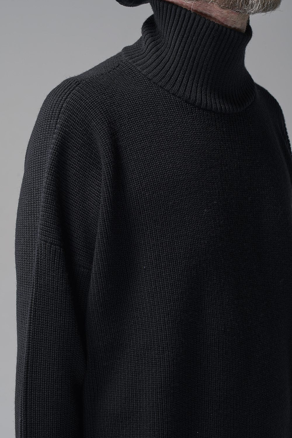 Knit High neck long sleeve Merino wool Black