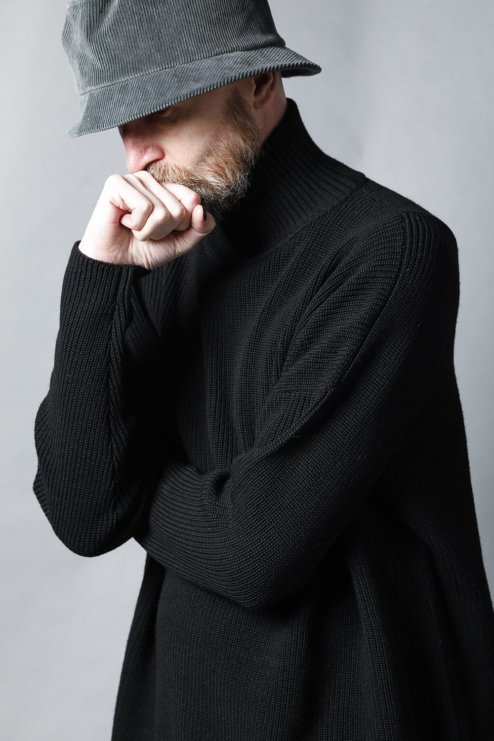 Knit High neck long sleeve Merino wool Black