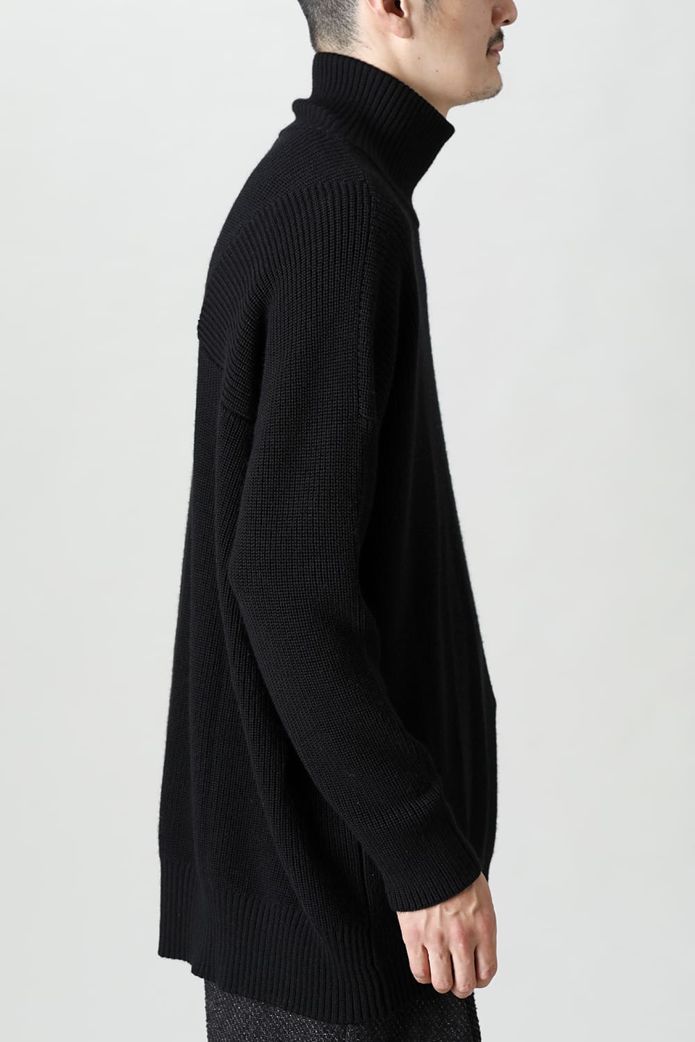 Knit High neck long sleeve Merino wool Black