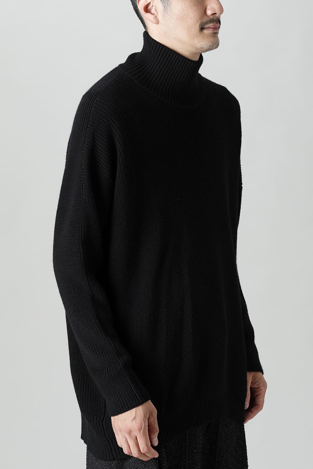 Knit High neck long sleeve Merino wool Black