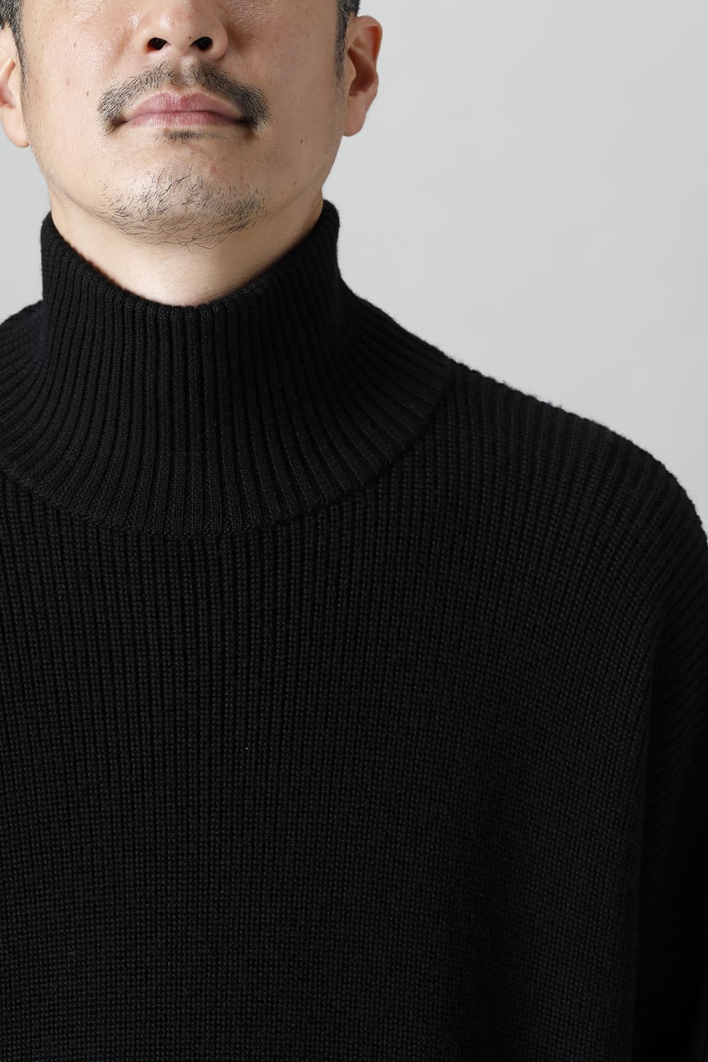 Knit High neck long sleeve Merino wool Black