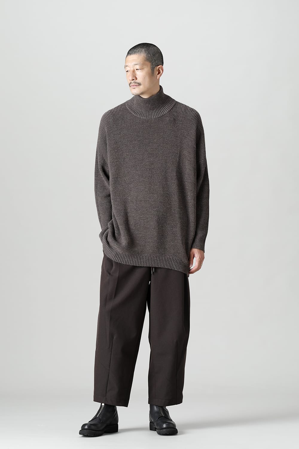 Knit High neck long sleeve Merino wool Otter Gray