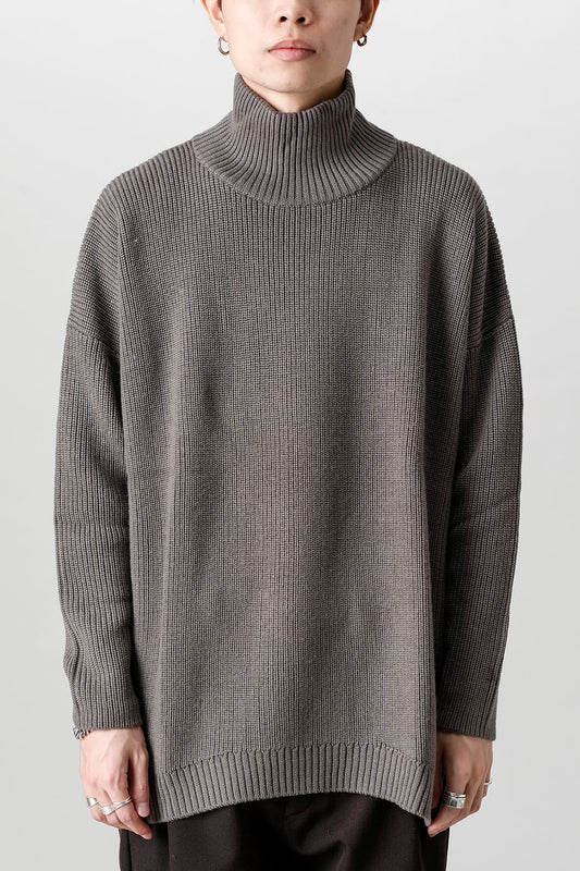 Knit High neck long sleeve Merino wool Beige Gray