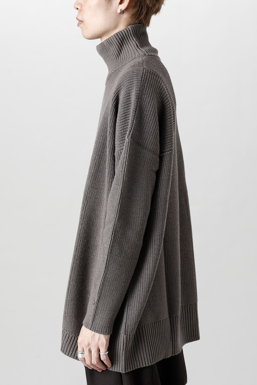 Knit High neck long sleeve Merino wool Beige Gray