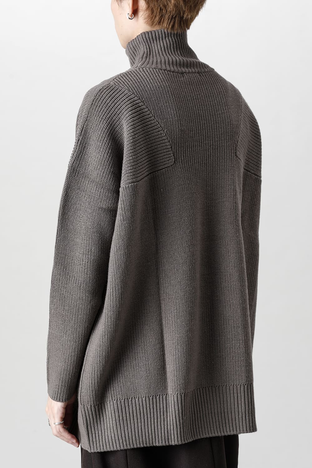 Knit High neck long sleeve Merino wool Beige Gray