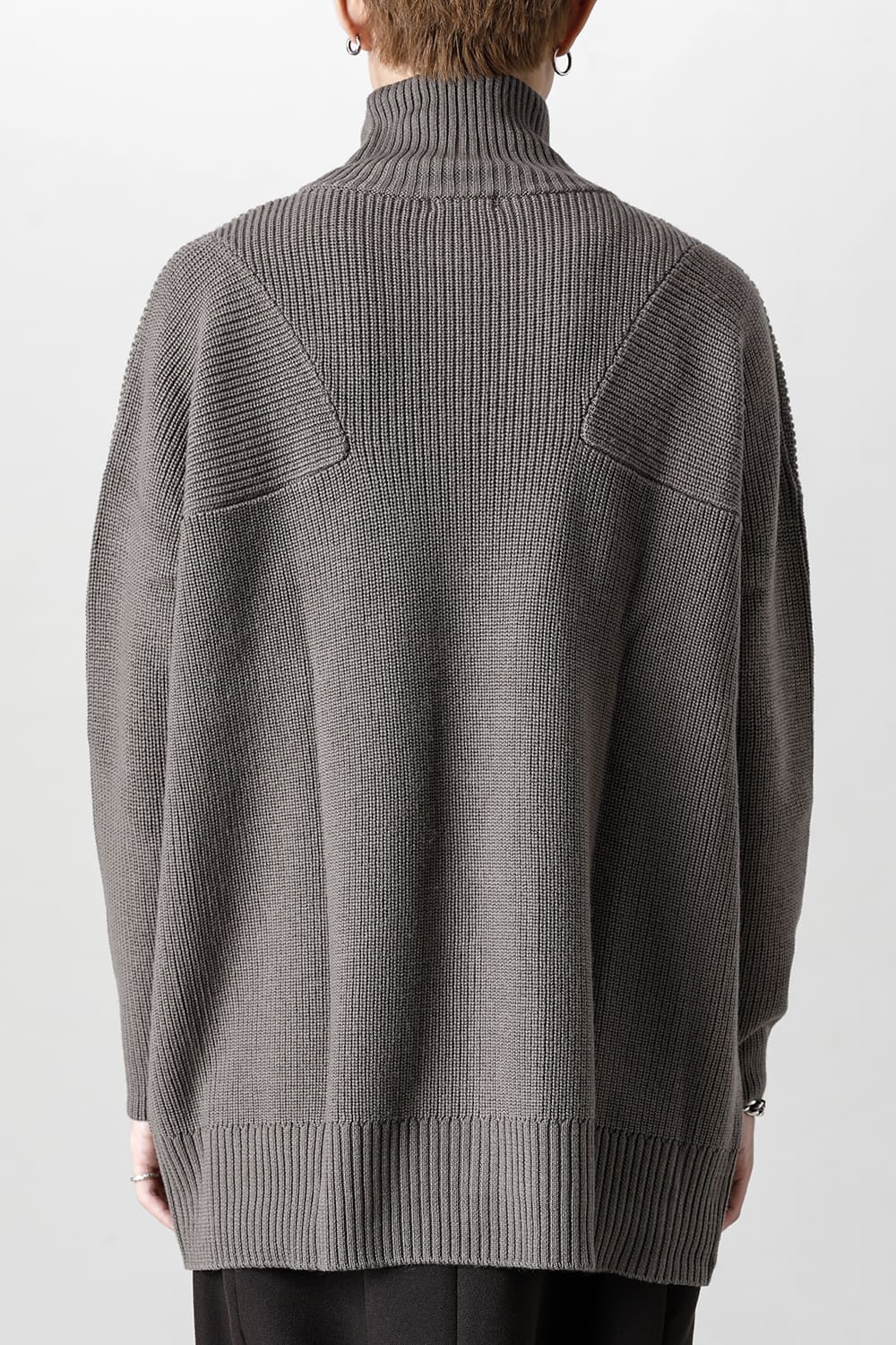 Knit High neck long sleeve Merino wool Beige Gray