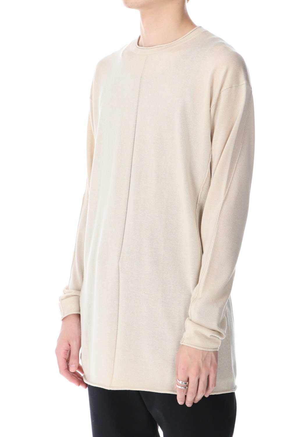 Knit long sleeve silk / cashmere Sand Beige