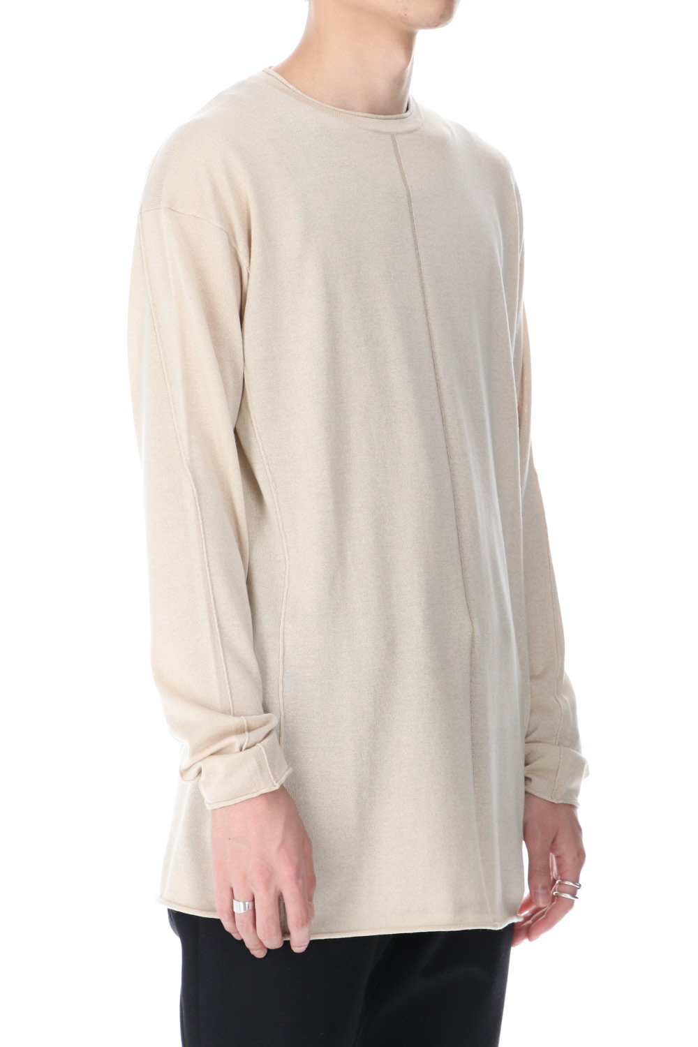 Knit long sleeve silk / cashmere Sand Beige