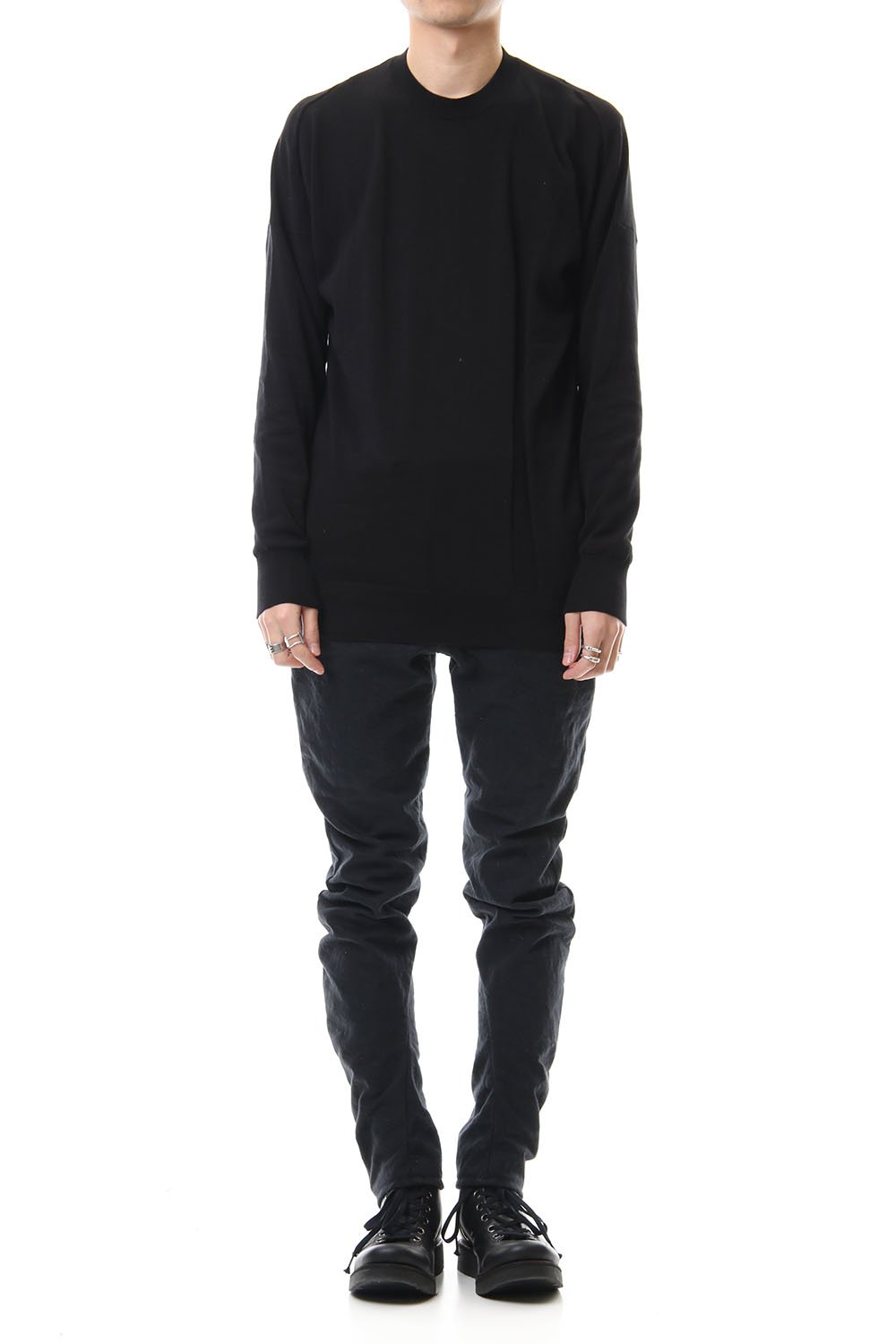 DEVOA Uneven Yarn Selvedge Denim Slim pants - Black