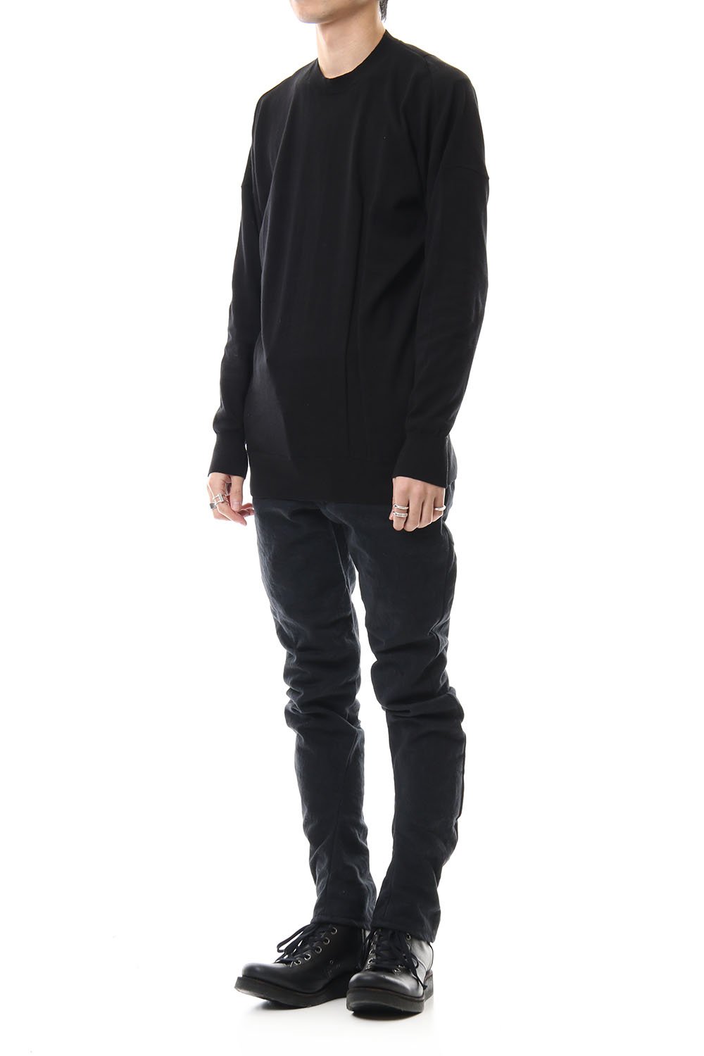 DEVOA Uneven Yarn Selvedge Denim Slim pants - Black