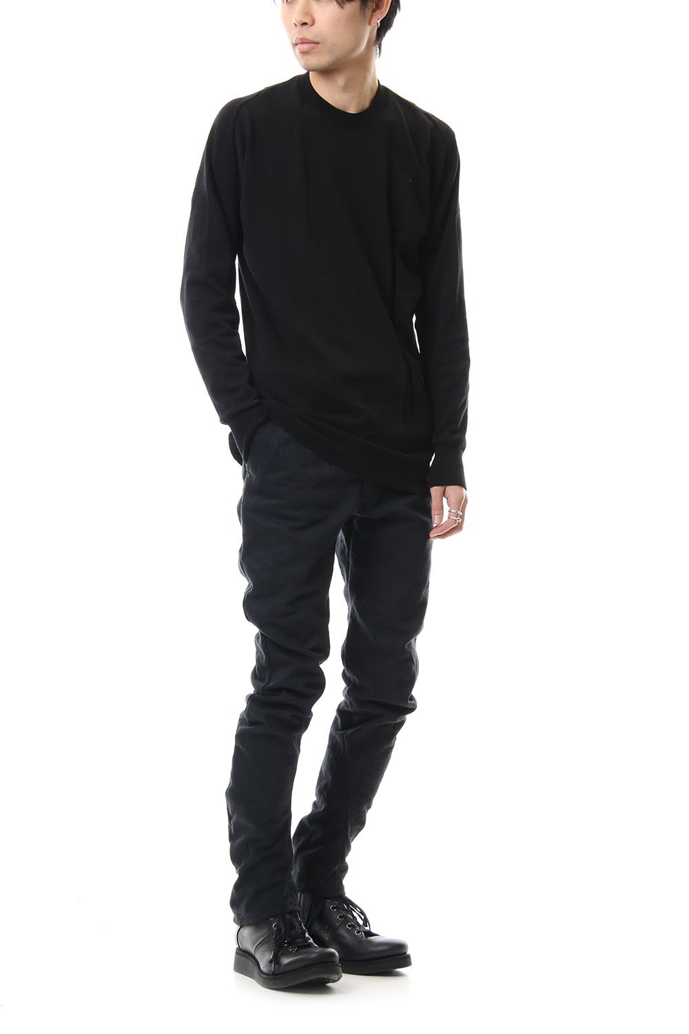 DEVOA Uneven Yarn Selvedge Denim Slim pants - Black