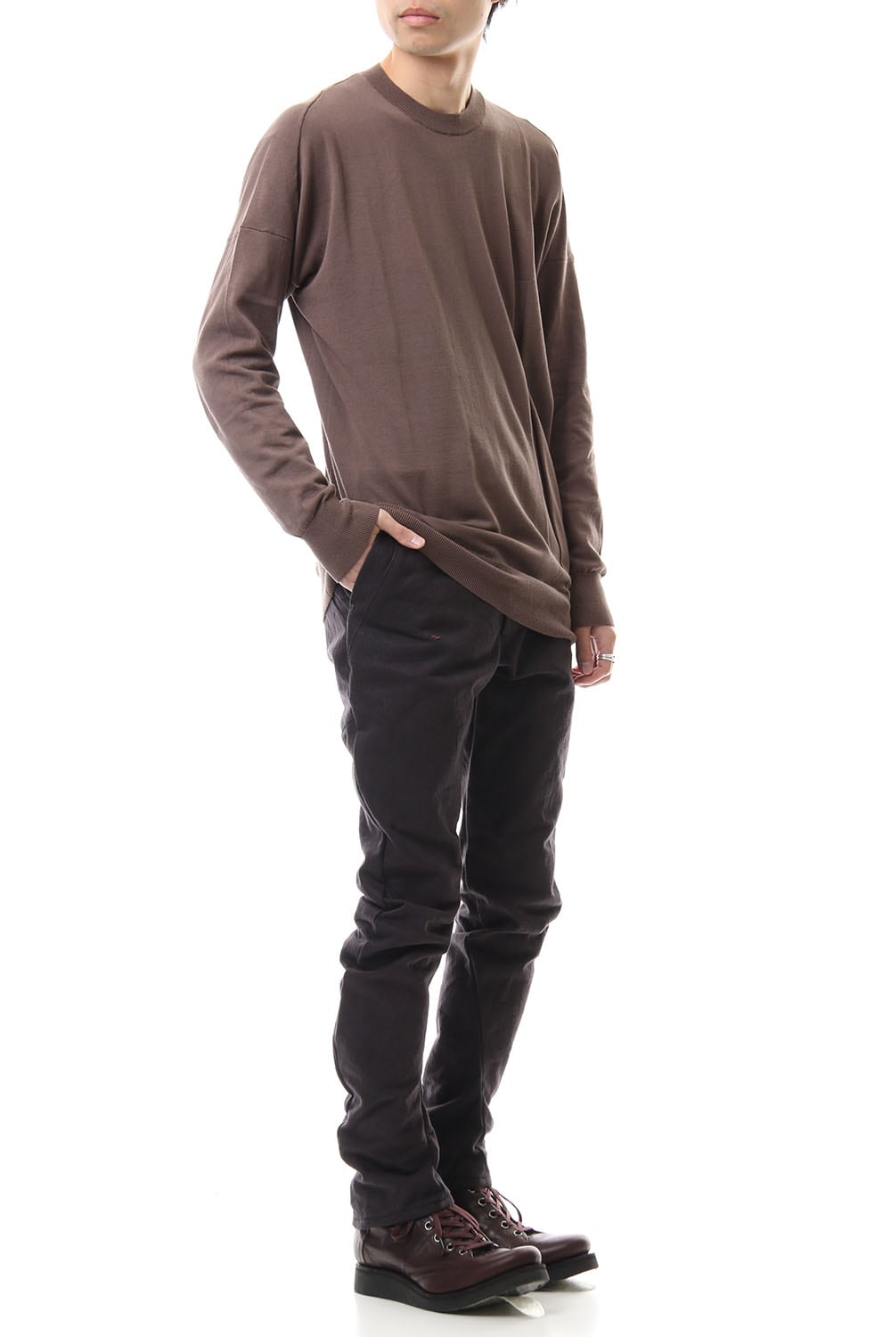 DEVOA Uneven Yarn Selvedge Denim Slim pants - Purple Gray