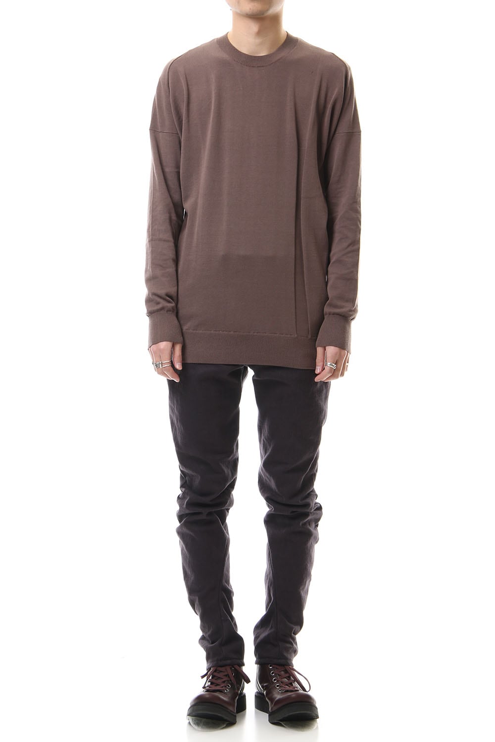 DEVOA Uneven Yarn Selvedge Denim Slim pants - Purple Gray