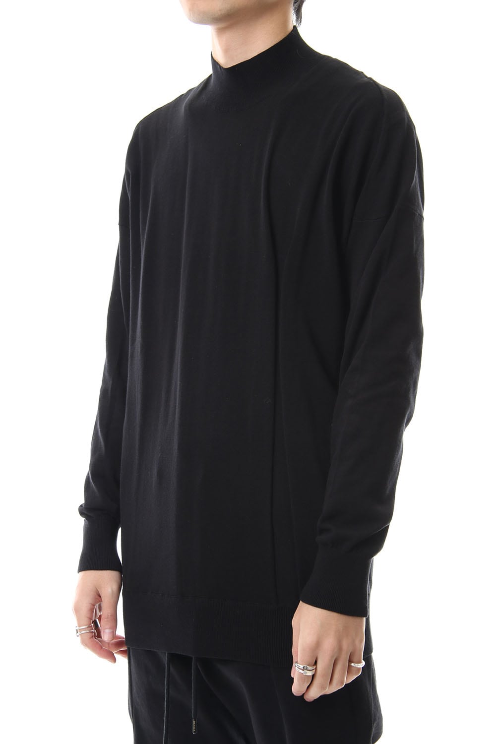 Knit high neck Cotton Black