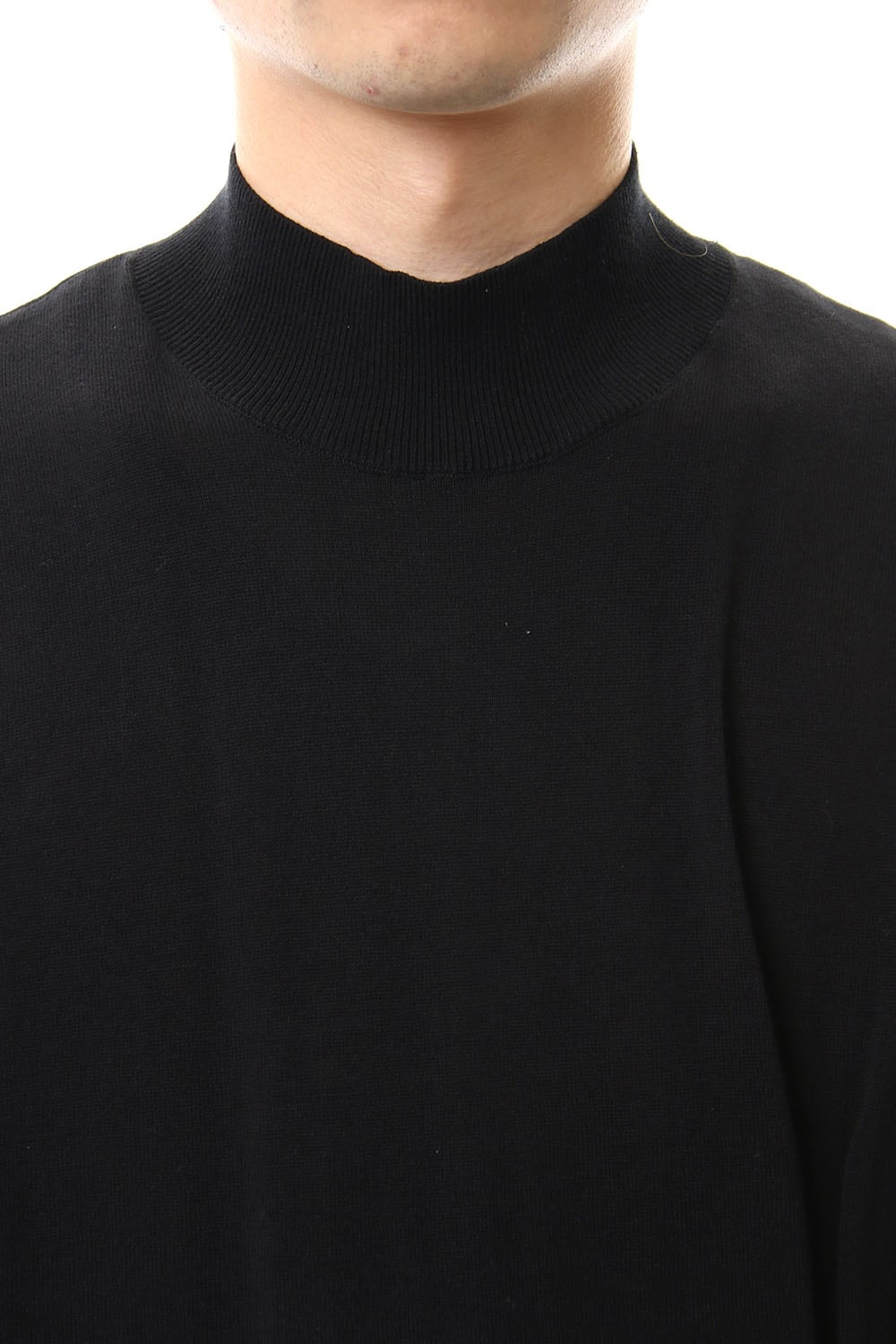 Knit high neck Cotton Black