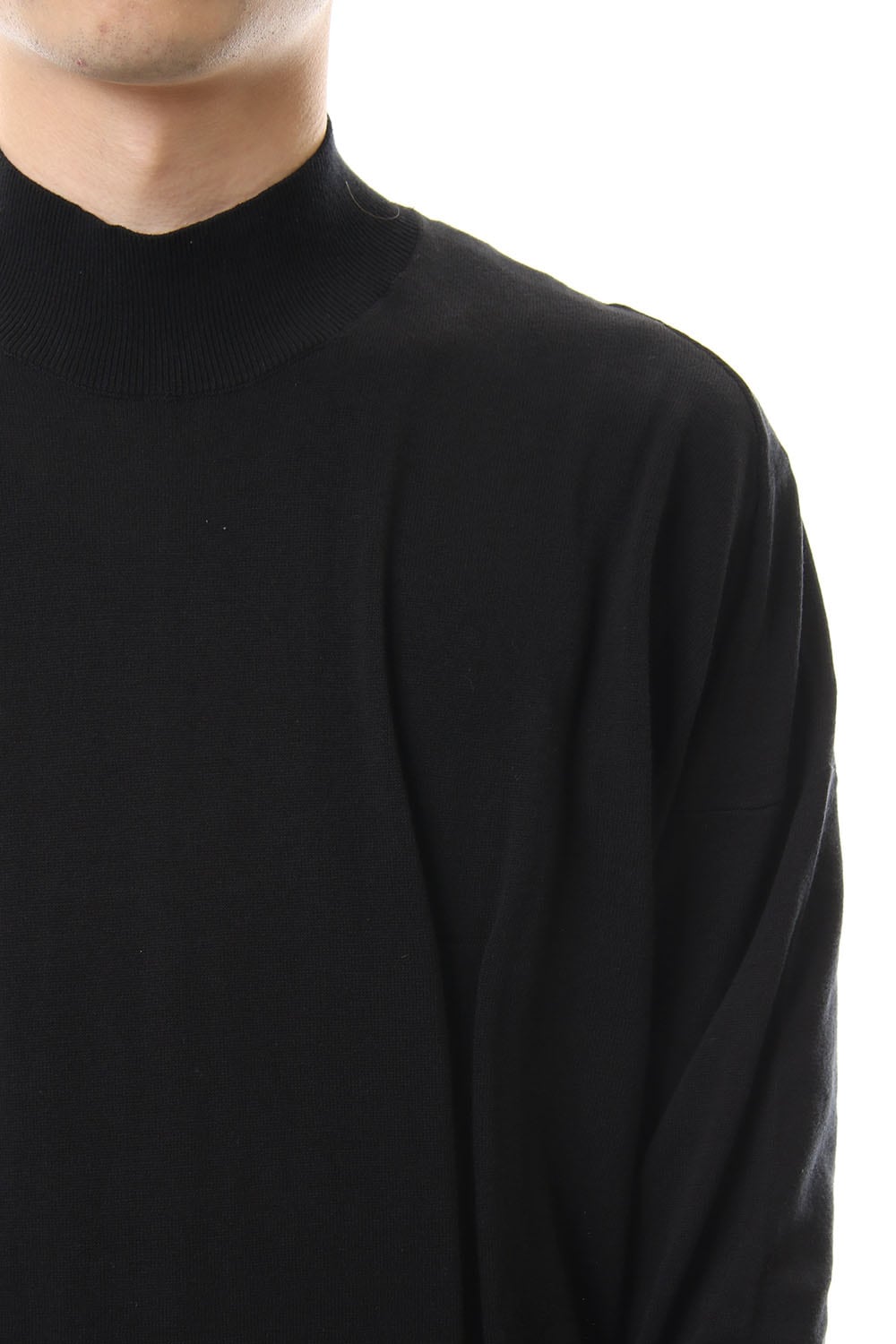 Knit high neck Cotton Black
