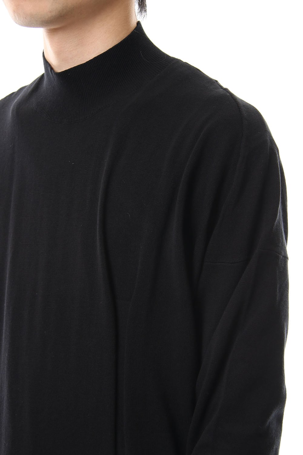 Knit high neck Cotton Black