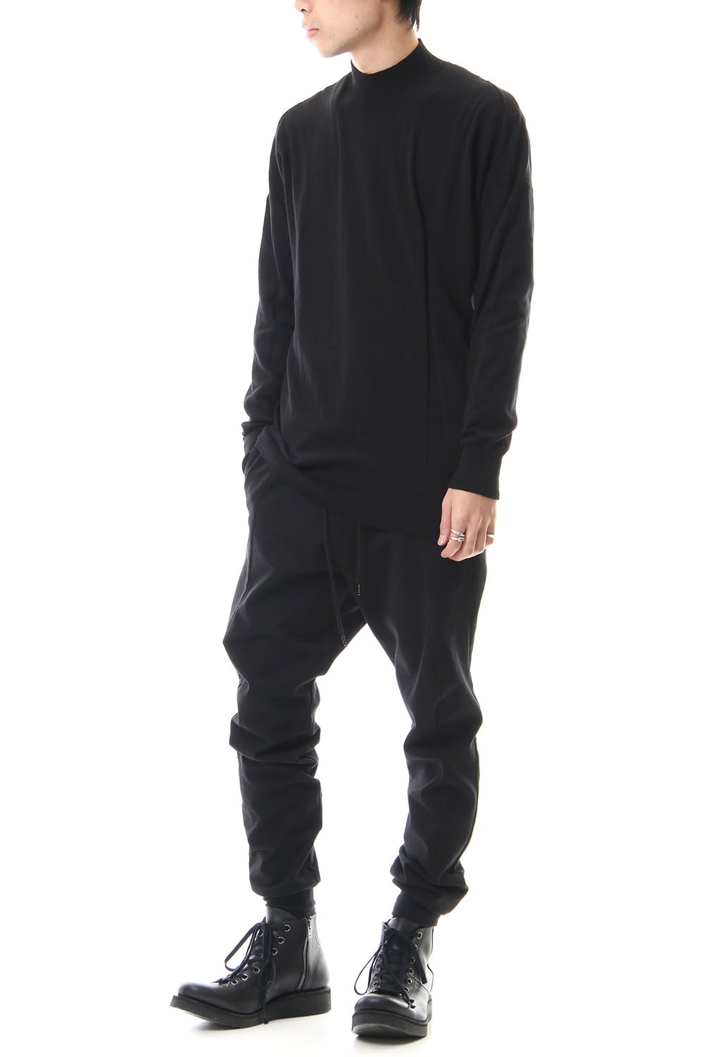 Knit high neck Cotton Black