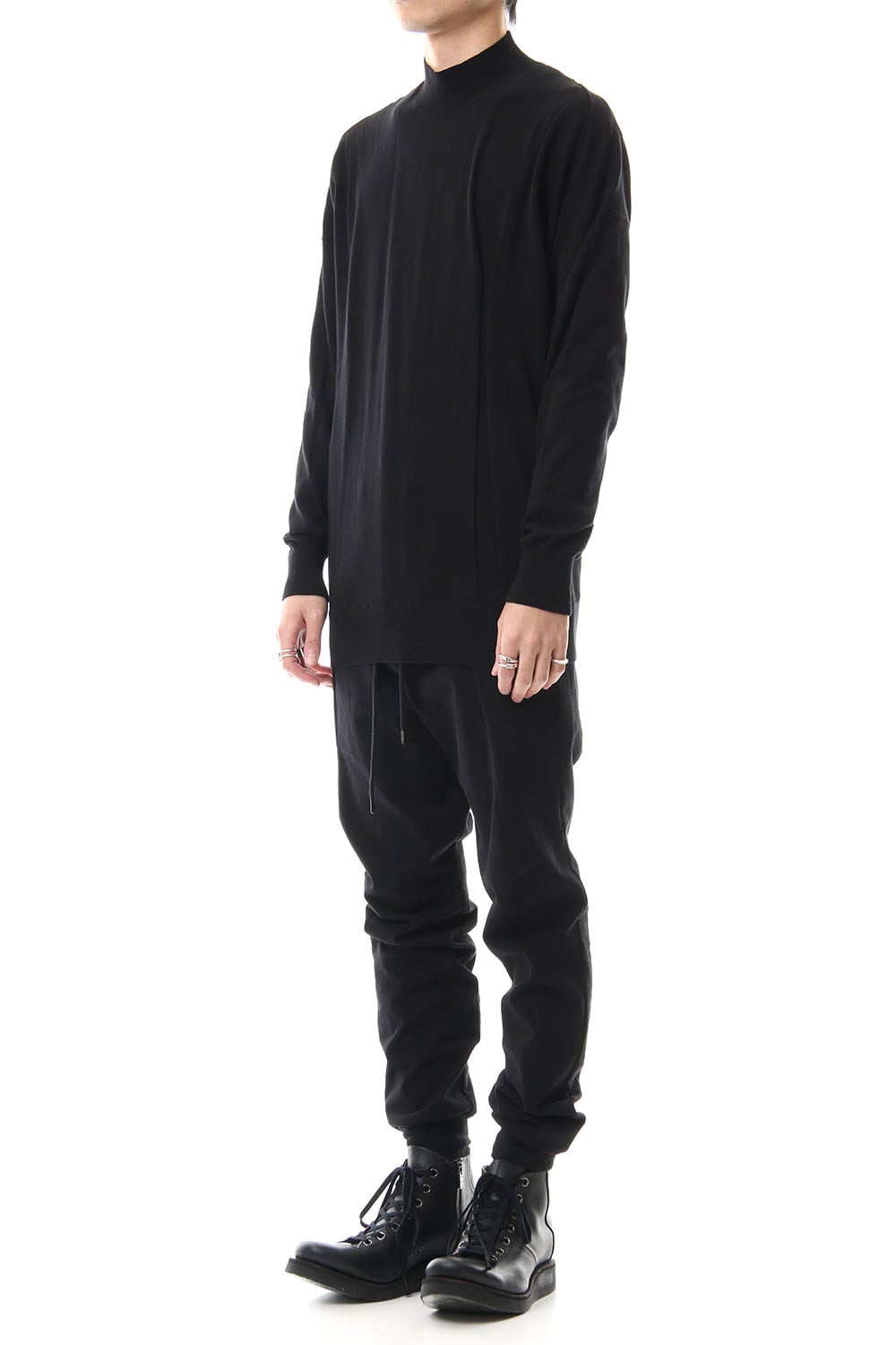 Knit high neck Cotton Black