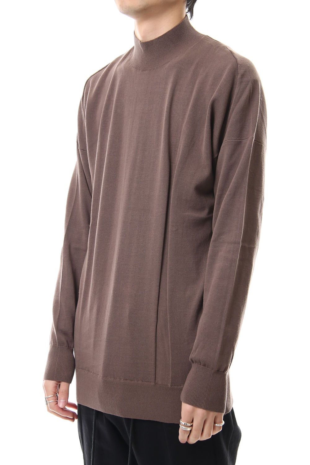 Knit high neck Cotton Gray