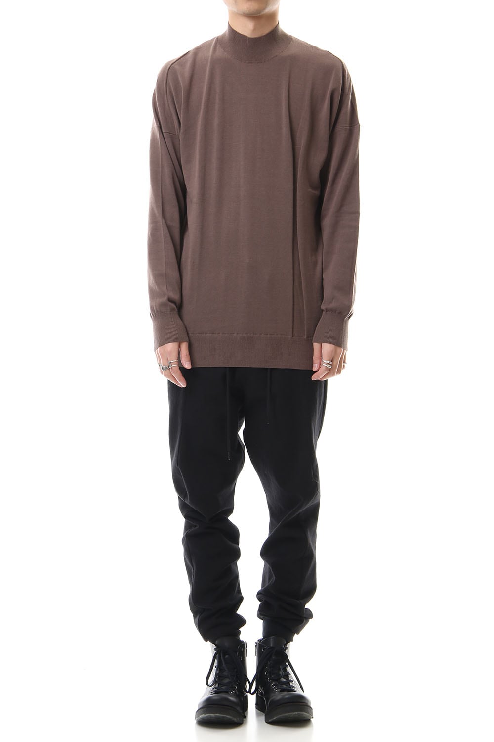 Knit high neck Cotton Gray