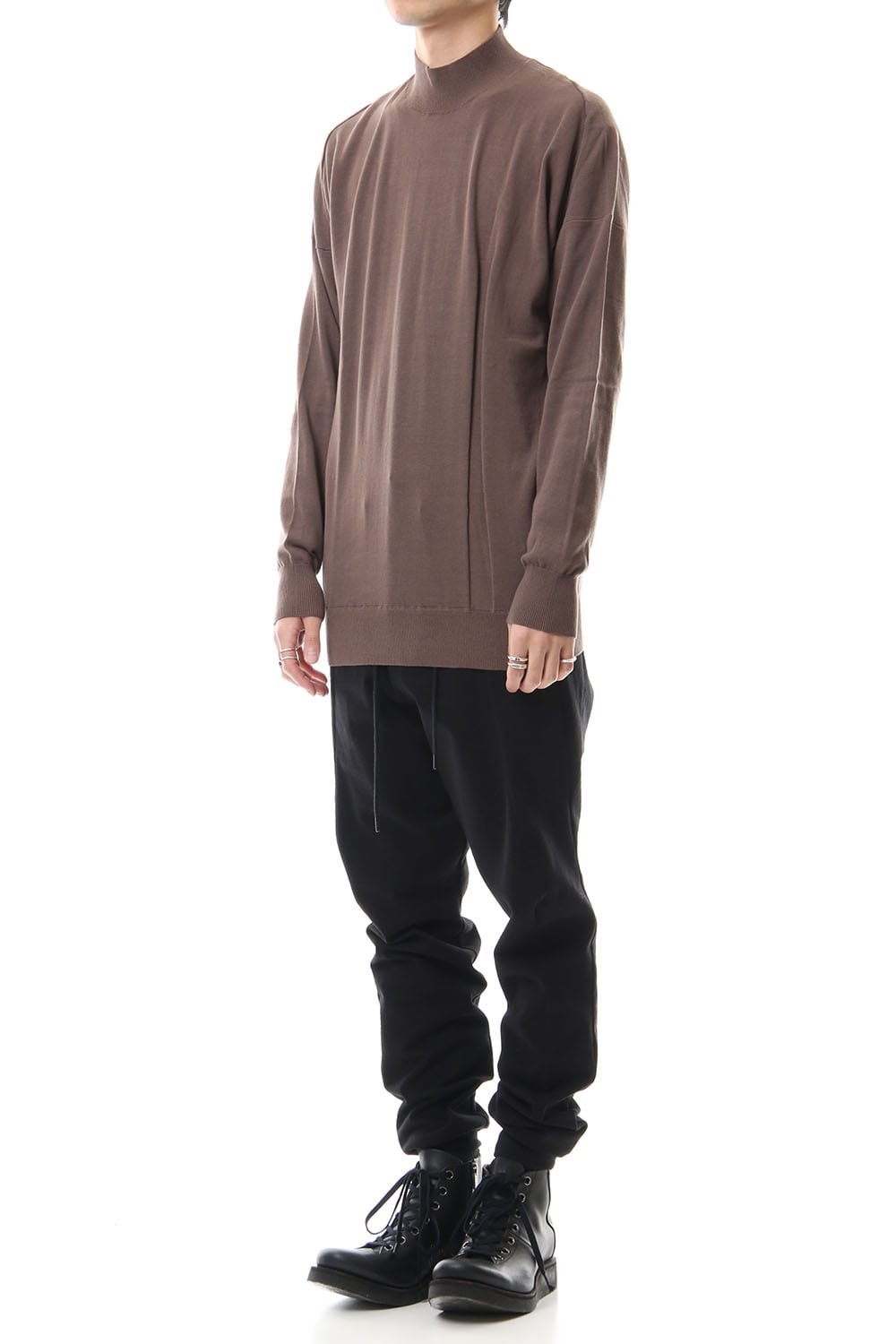 Knit high neck Cotton Gray