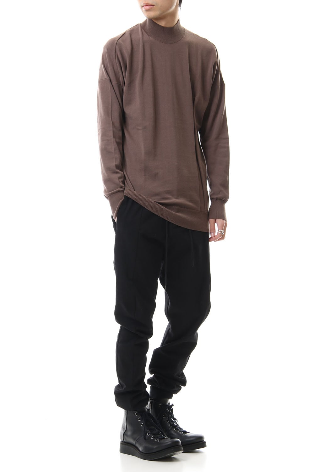 Knit high neck Cotton Gray