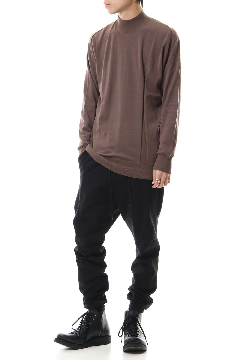 Knit high neck Cotton Gray