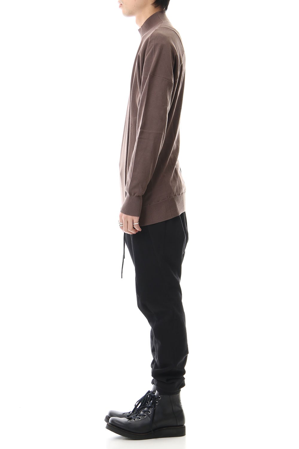 Knit high neck Cotton Gray